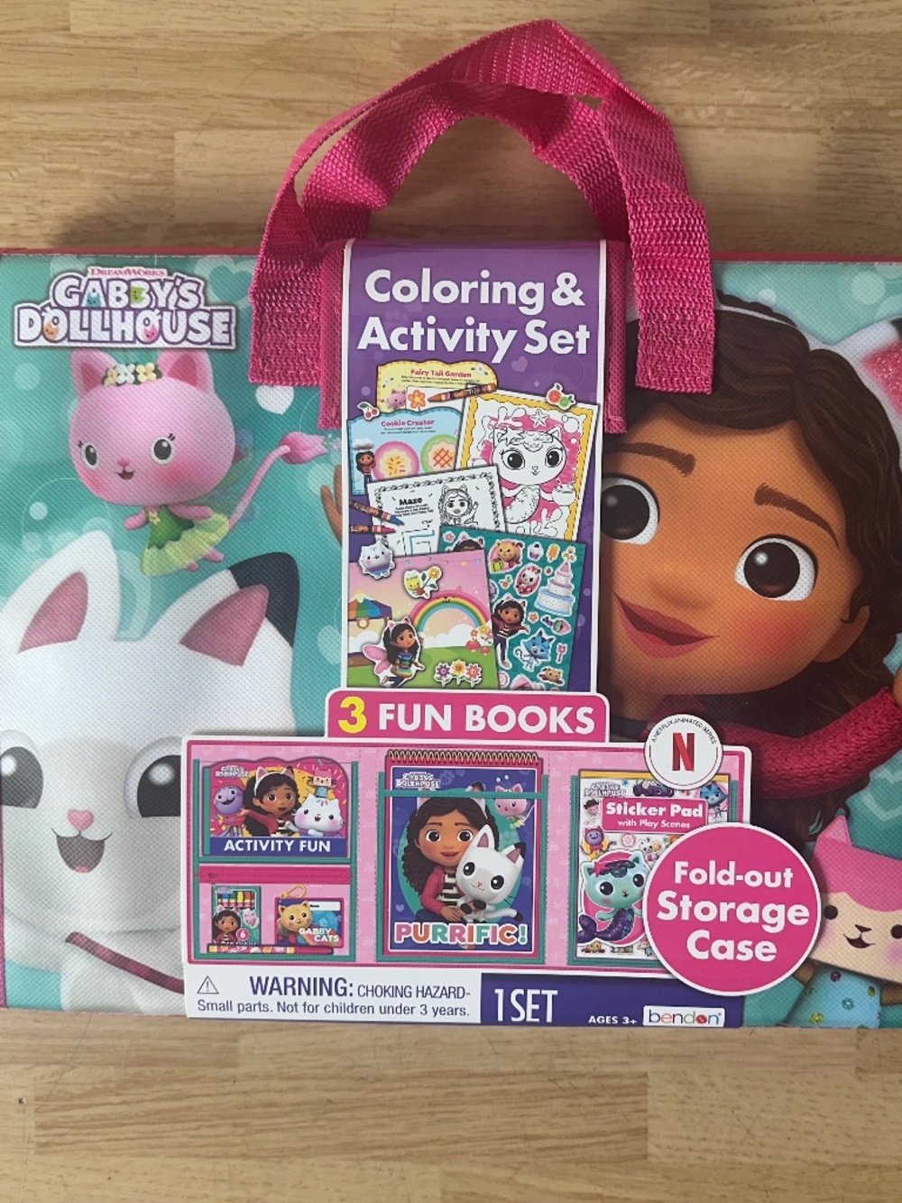DREAMWORKS GABBY'S DOLLHOUSE COLORING & ACTIVITY SET 3 FUN BOOKS & CASE - NEW!